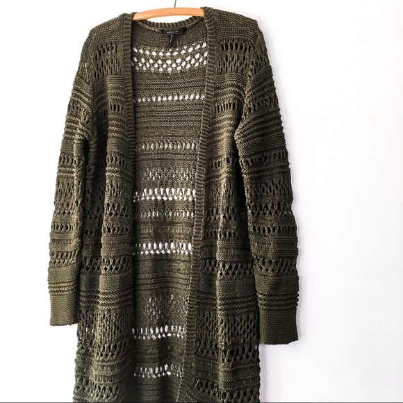 BCBGMaxAzria Sweaters - BCBG Long Olive Cardigan